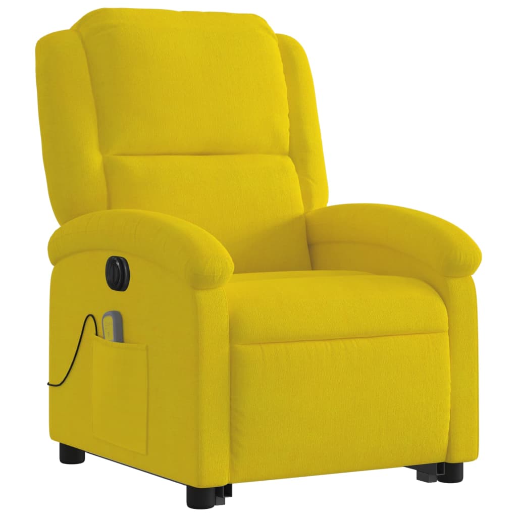 vidaXL Sillón reclinable masaje eléctrico elevable terciopelo amarillo