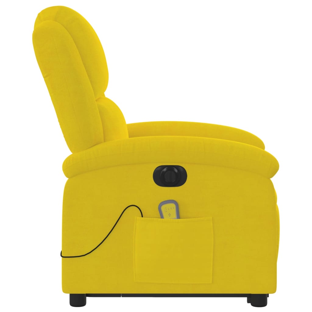 vidaXL Sillón reclinable masaje eléctrico elevable terciopelo amarillo