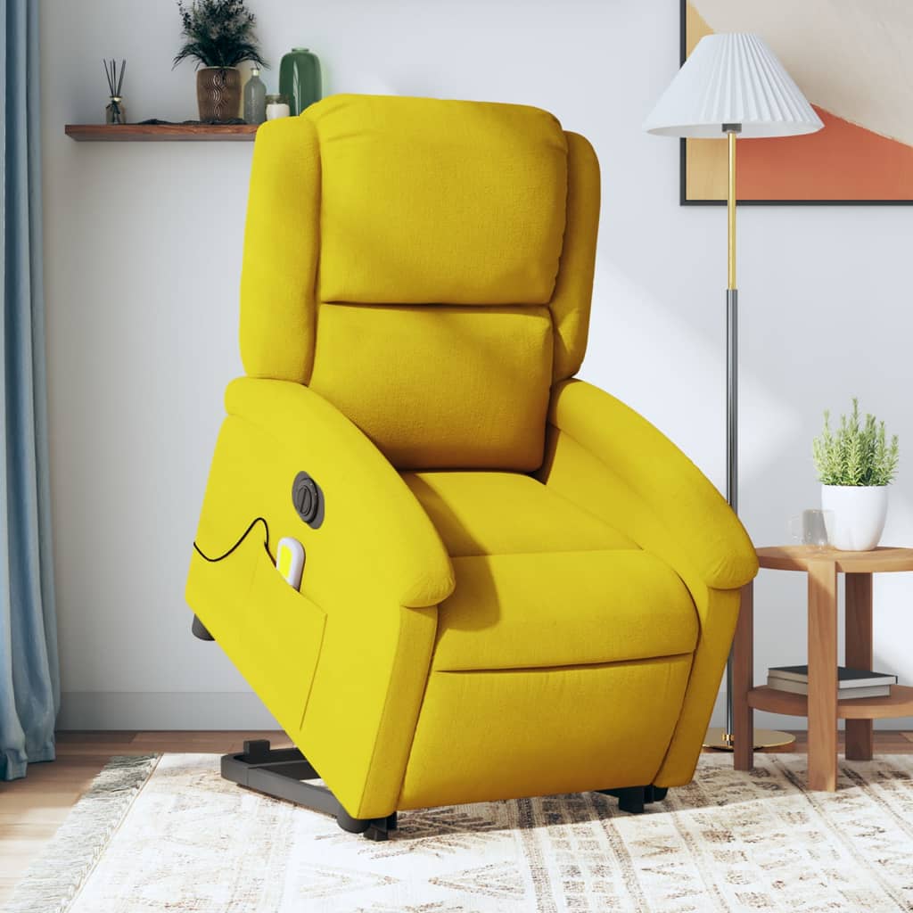 vidaXL Sillón reclinable masaje eléctrico elevable terciopelo amarillo