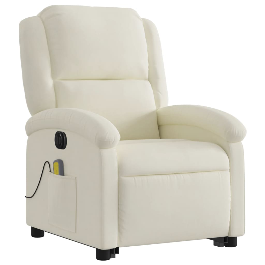 vidaXL Sillón reclinable de masaje eléctrico elevable terciopelo crema