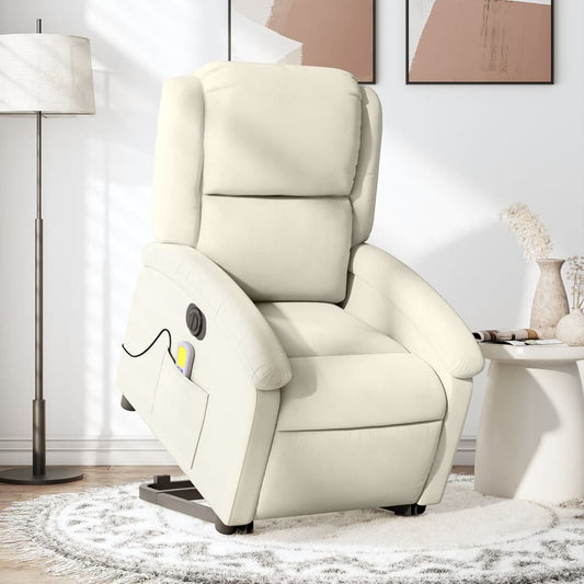 vidaXL Sillón reclinable de masaje eléctrico elevable terciopelo crema