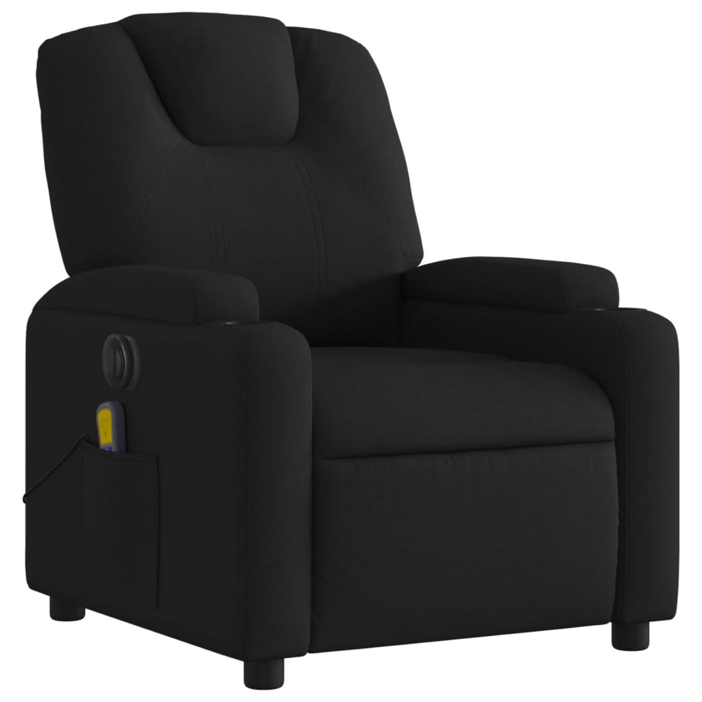 vidaXL Sillón reclinable de masaje eléctrico tela negro