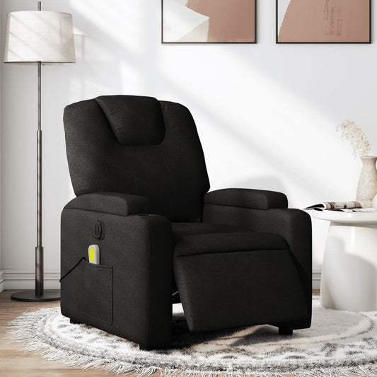 vidaXL Sillón reclinable de masaje eléctrico tela negro