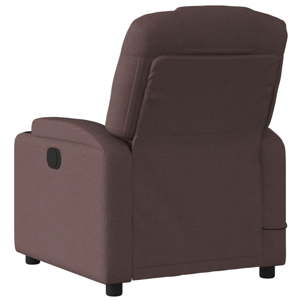 vidaXL Sillón reclinable de masaje eléctrico tela marrón oscuro