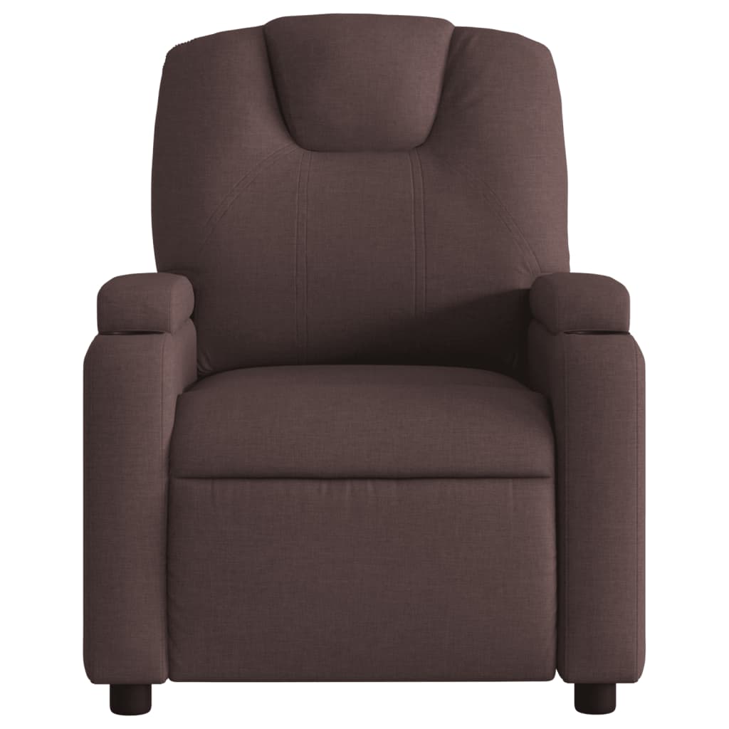 vidaXL Sillón reclinable de masaje eléctrico tela marrón oscuro