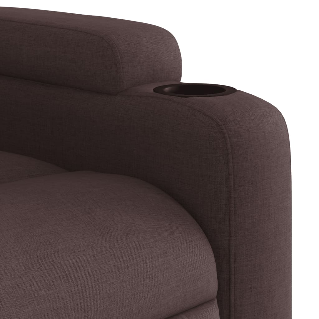 vidaXL Sillón reclinable de masaje eléctrico tela marrón oscuro