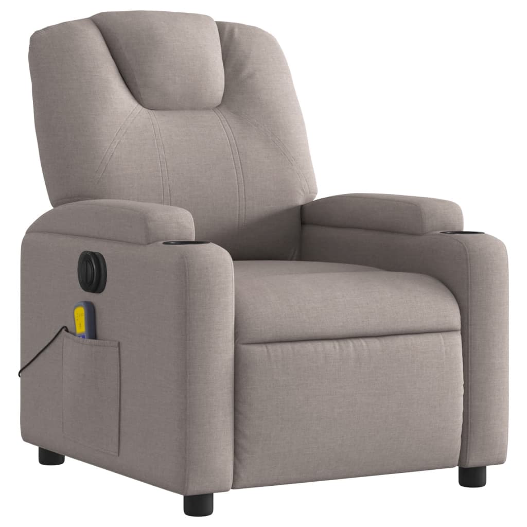 vidaXL Sillón reclinable de masaje eléctrico tela gris taupe