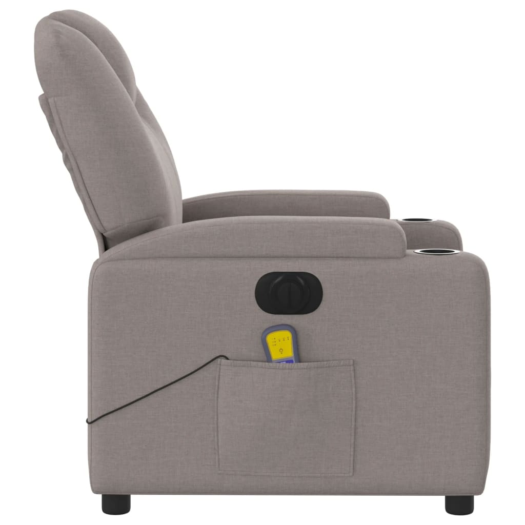 vidaXL Sillón reclinable de masaje eléctrico tela gris taupe