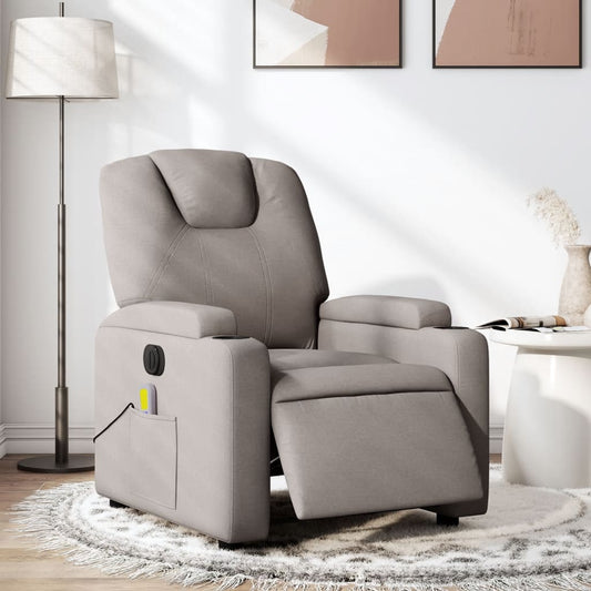 vidaXL Sillón reclinable de masaje eléctrico tela gris taupe