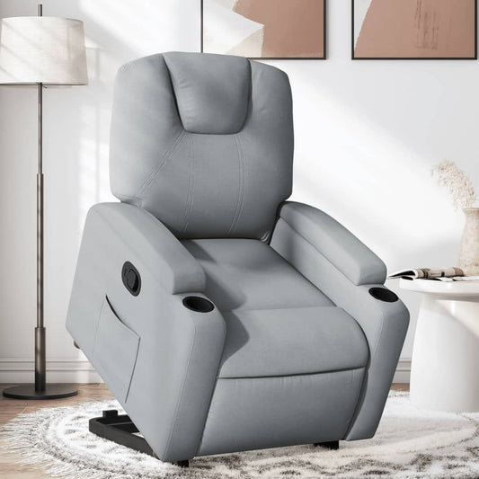 vidaXL Sillón reclinable elevable de tela gris claro