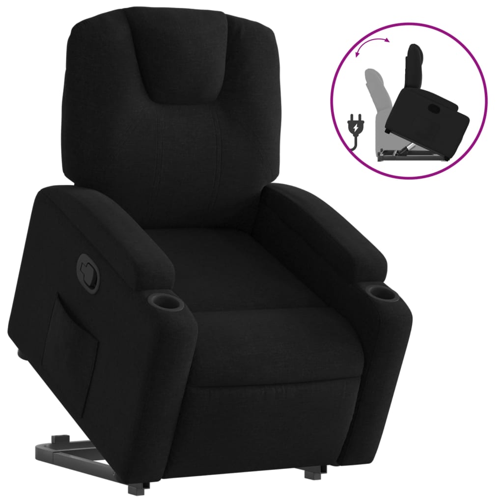 vidaXL Sillón reclinable elevable tela negro