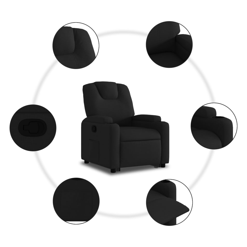 vidaXL Sillón reclinable elevable tela negro