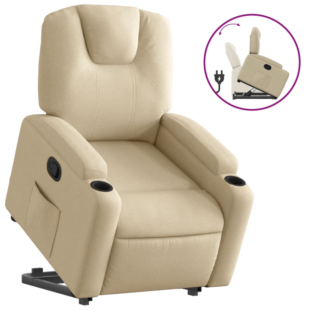 vidaXL Sillón reclinable elevable de tela color crema