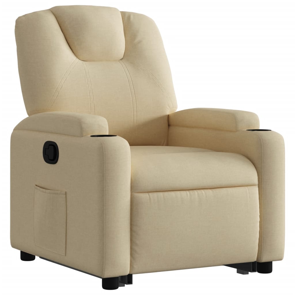 vidaXL Sillón reclinable elevable de tela color crema