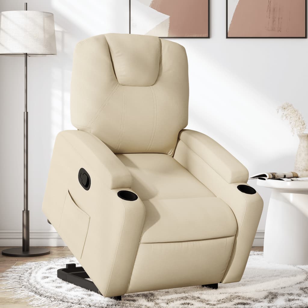 vidaXL Sillón reclinable elevable de tela color crema