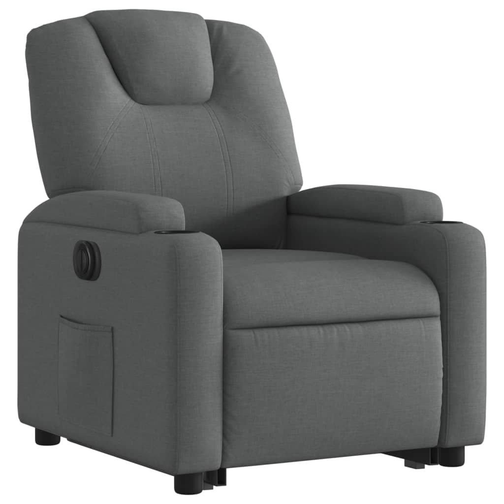 vidaXL Sillón eléctrico reclinable elevable de tela gris oscuro