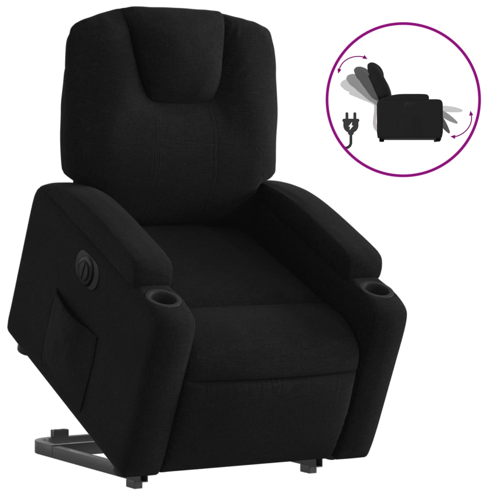 vidaXL Sillón eléctrico reclinable elevable de tela negro