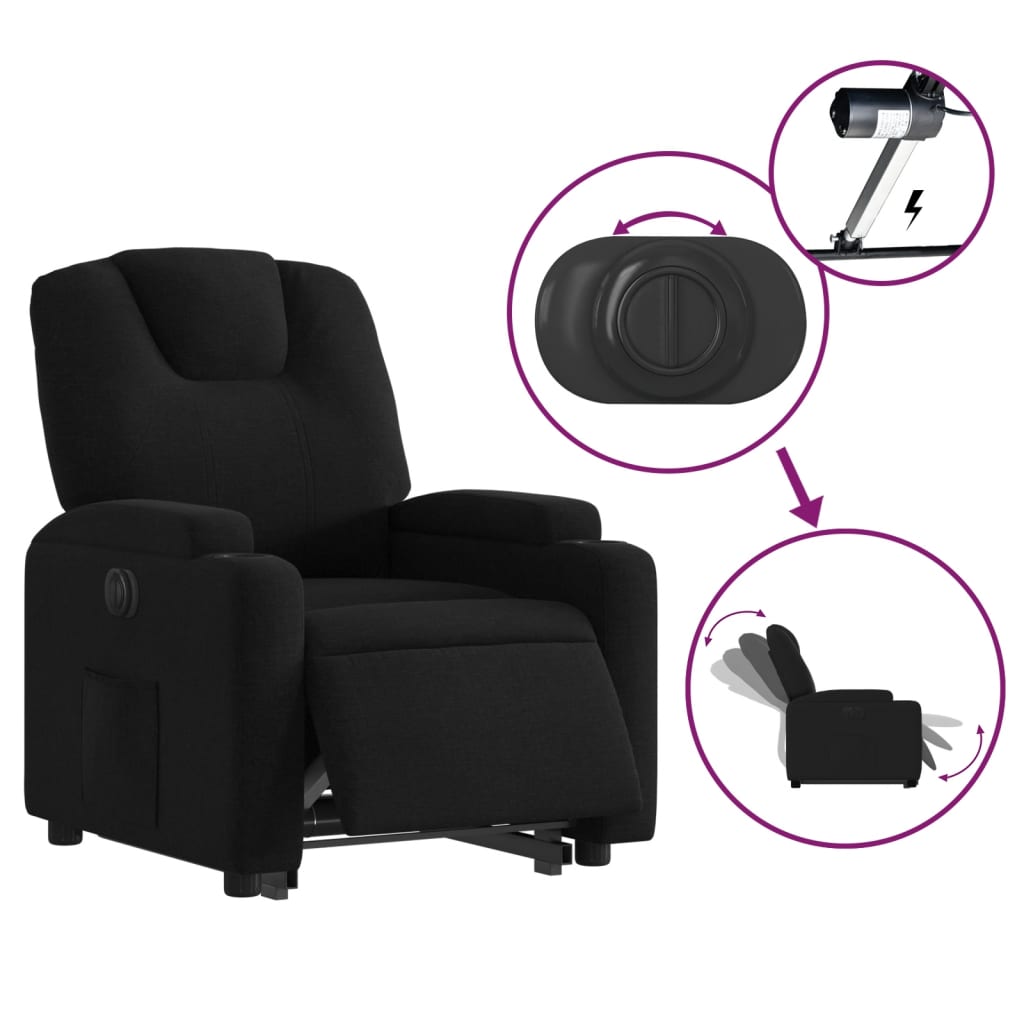 vidaXL Sillón eléctrico reclinable elevable de tela negro