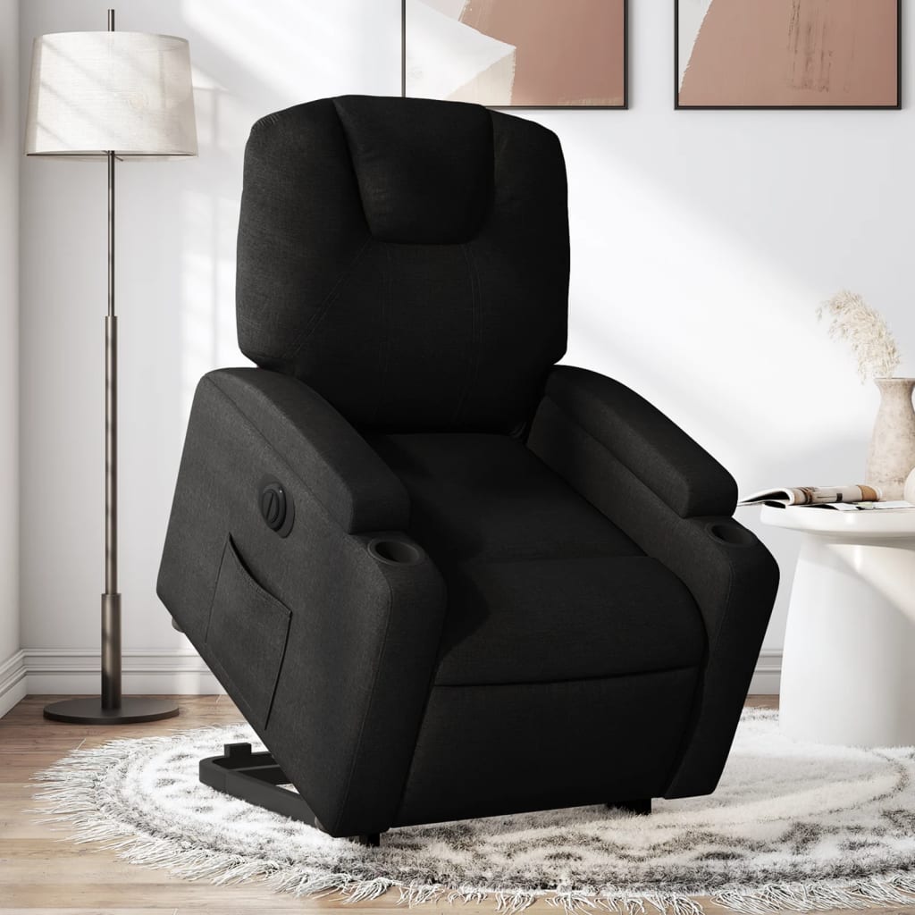 vidaXL Sillón eléctrico reclinable elevable de tela negro