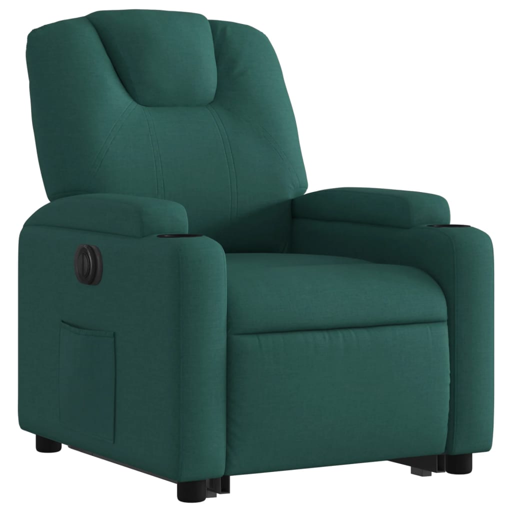 vidaXL Sillón eléctrico reclinable elevable de tela verde oscuro