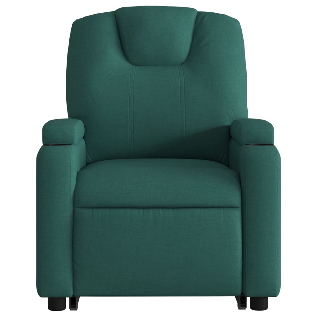 vidaXL Sillón eléctrico reclinable elevable de tela verde oscuro