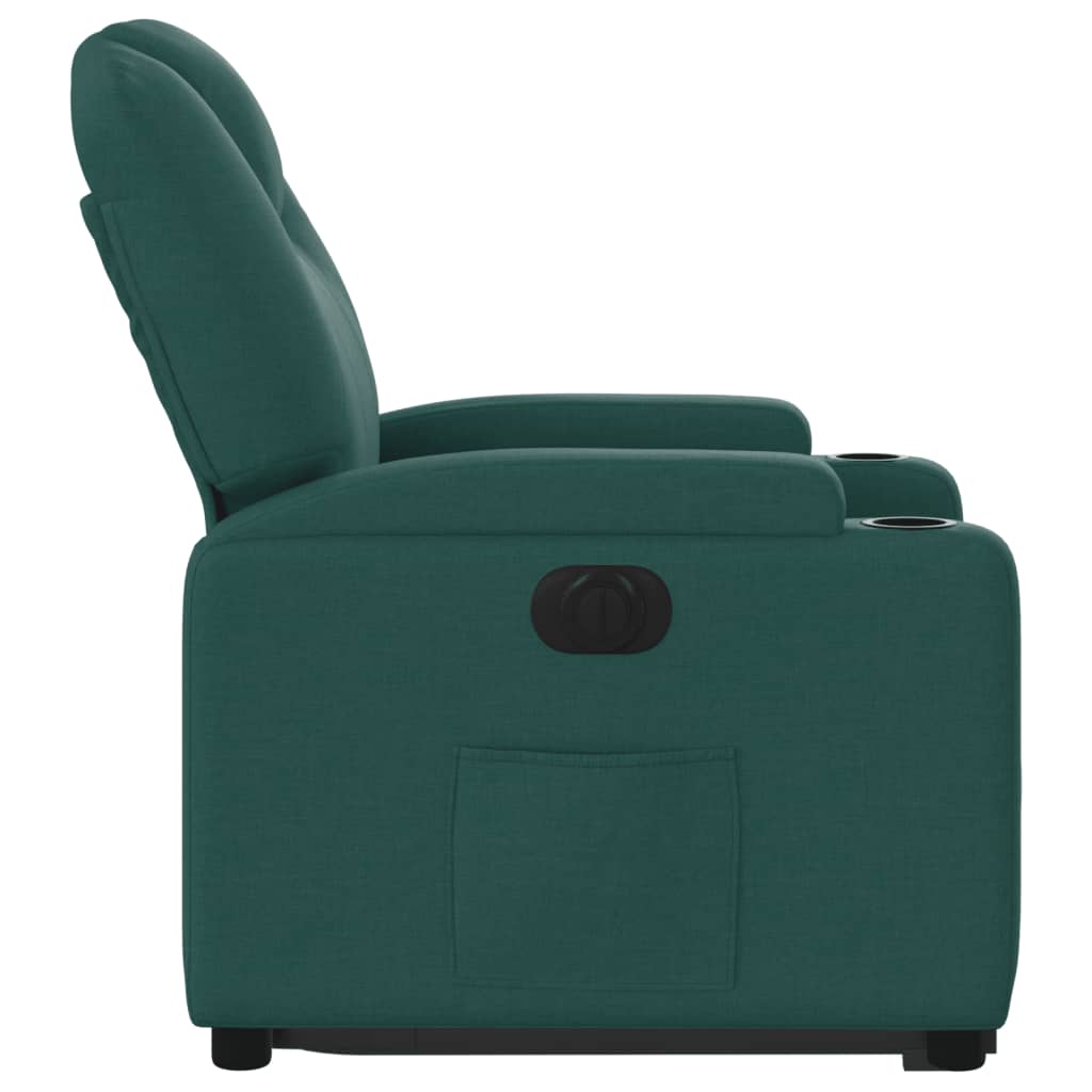 vidaXL Sillón eléctrico reclinable elevable de tela verde oscuro