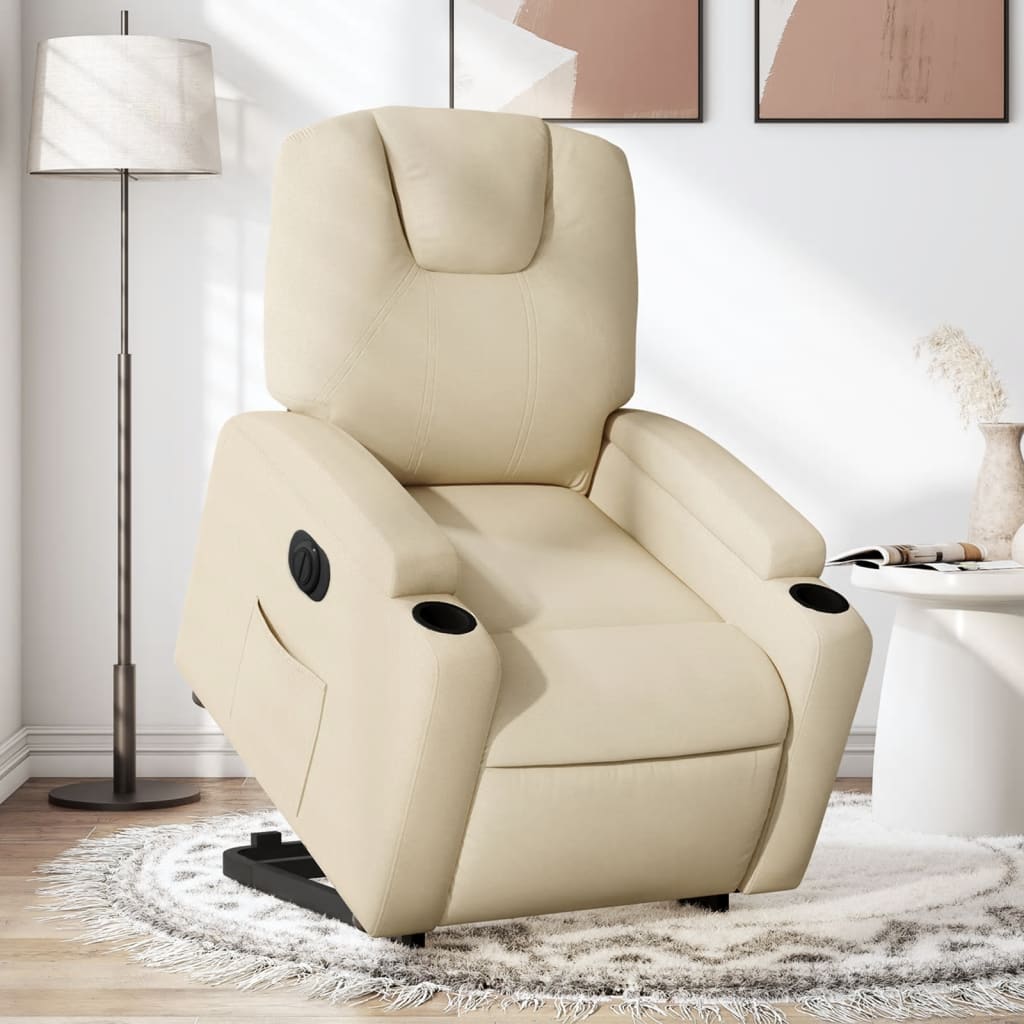 vidaXL Sillón eléctrico reclinable elevable de tela color crema