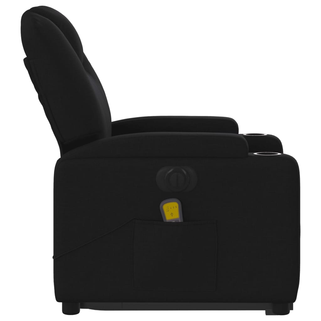 vidaXL Sillón de masaje eléctrico reclinable elevable tela negro