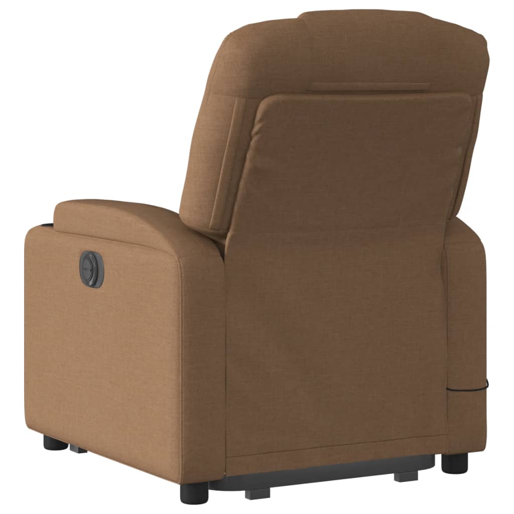 vidaXL Sillón de masaje eléctrico reclinable elevable tela marrón