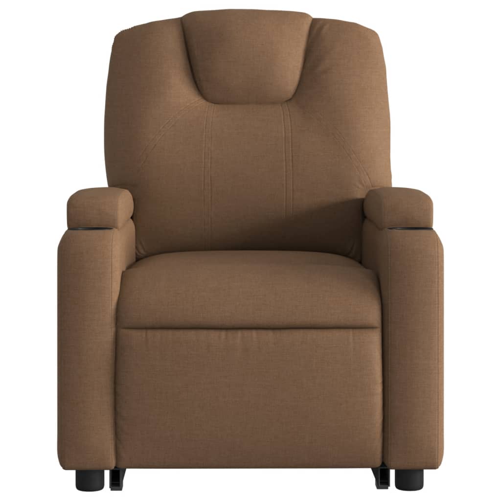 vidaXL Sillón de masaje eléctrico reclinable elevable tela marrón