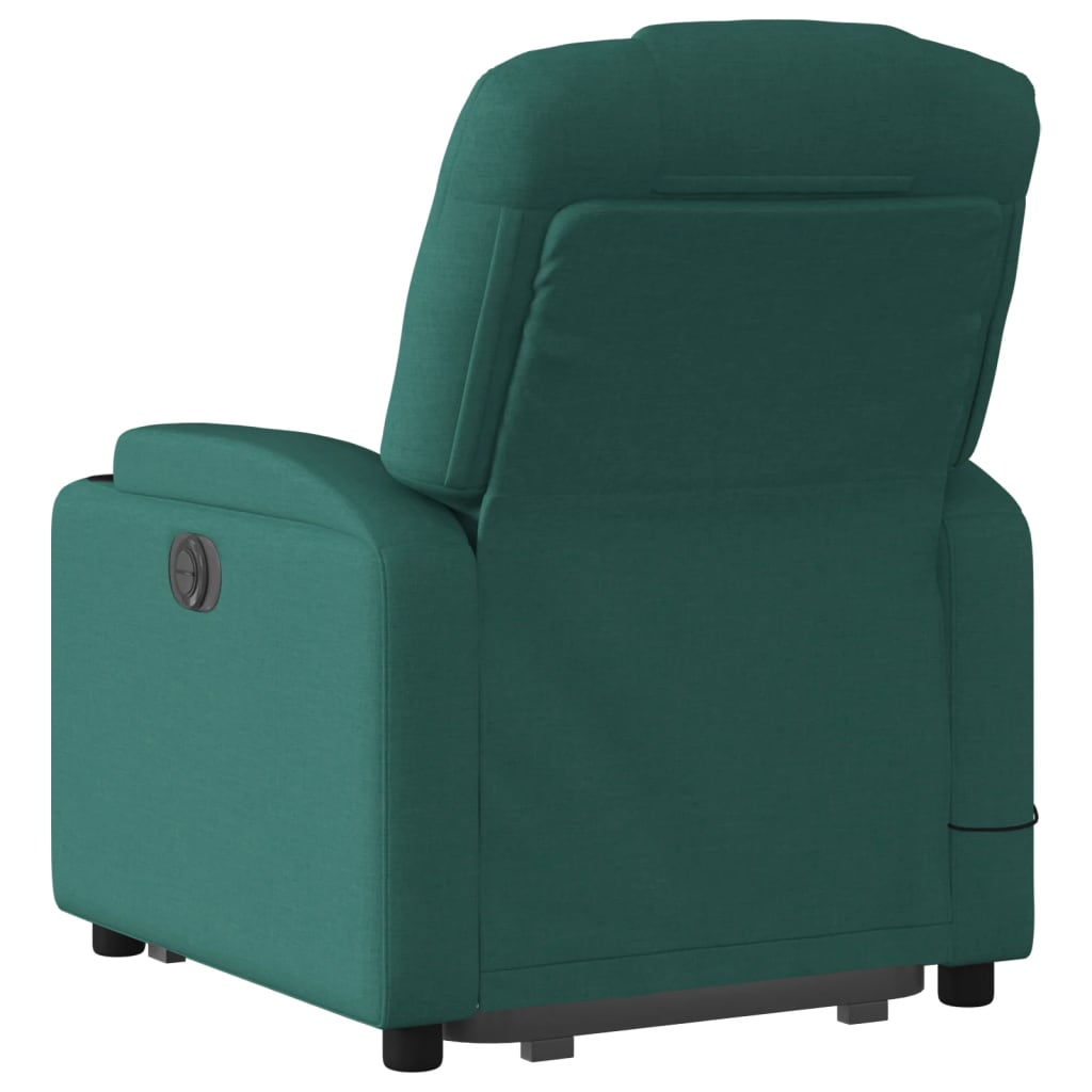 vidaXL Sillón masaje eléctrico reclinable elevable tela verde oscuro