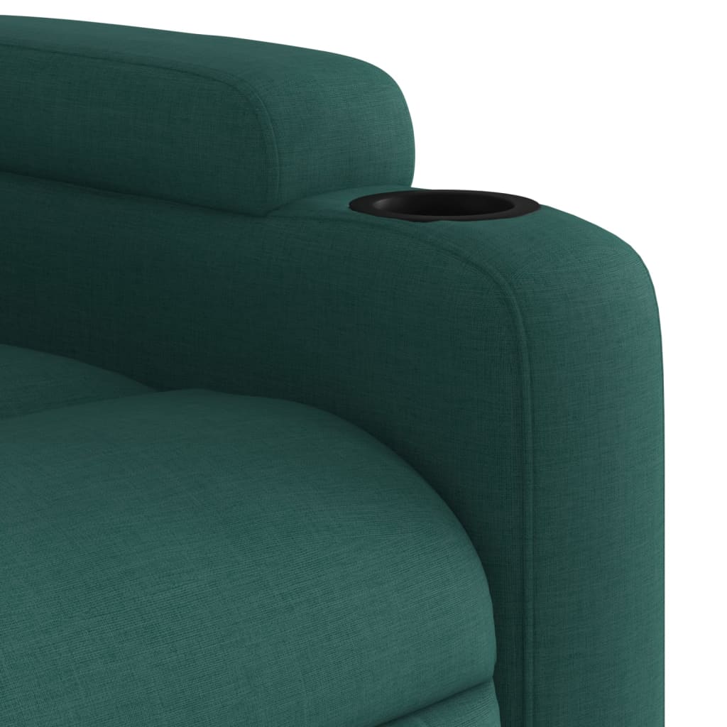 vidaXL Sillón masaje eléctrico reclinable elevable tela verde oscuro