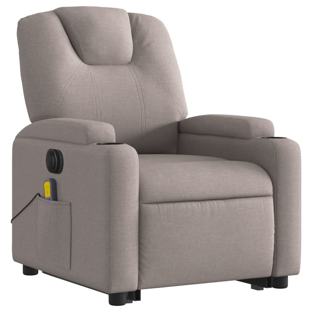 vidaXL Sillón de masaje eléctrico reclinable elevable tela taupé