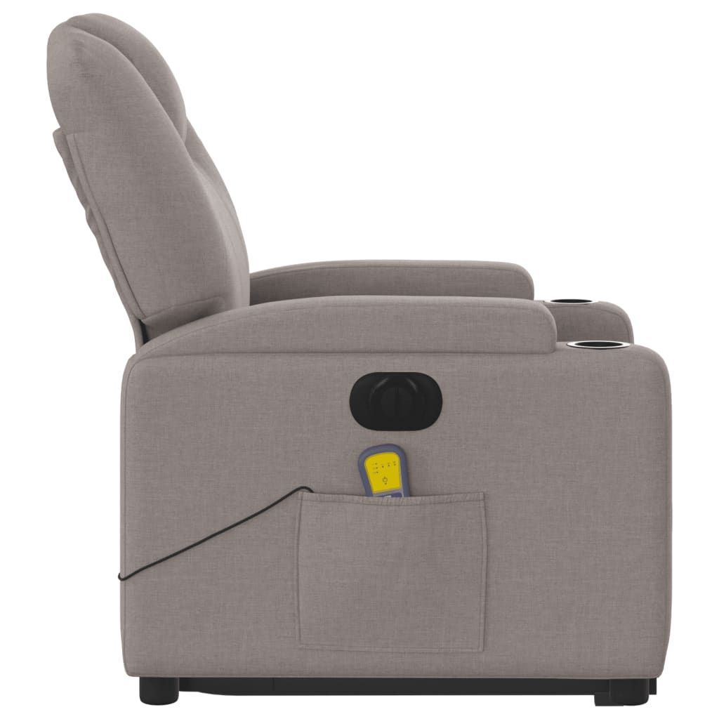 vidaXL Sillón de masaje eléctrico reclinable elevable tela taupé