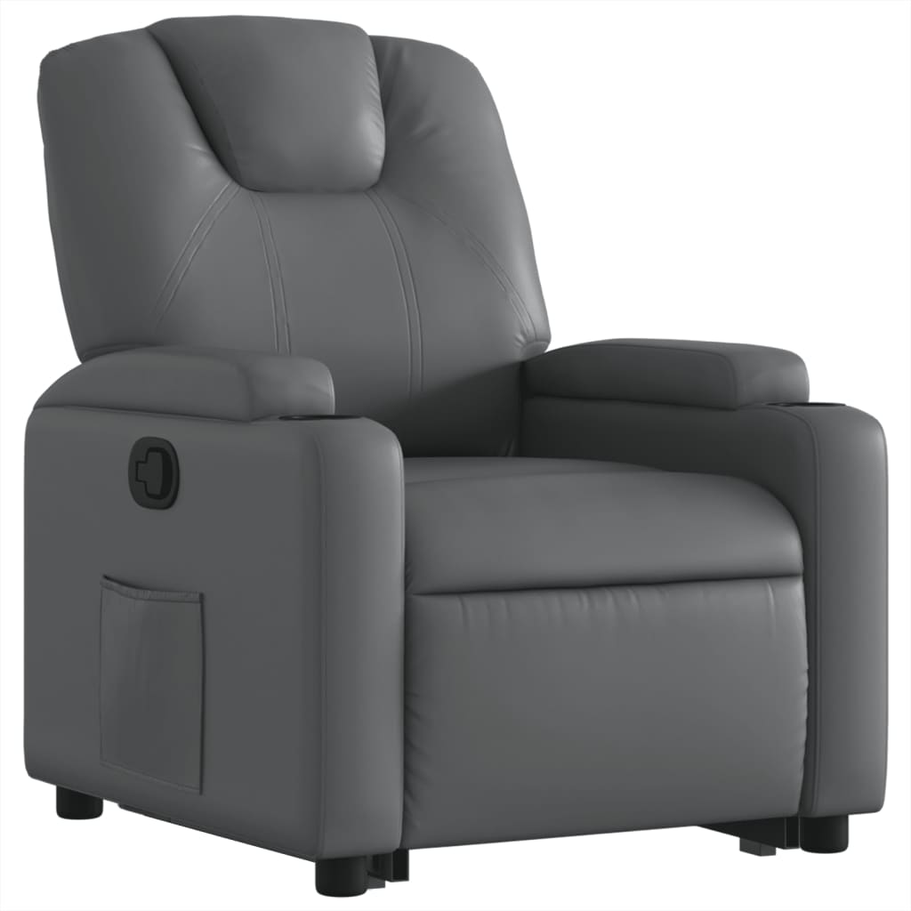 vidaXL Sillón reclinable elevable cuero artificial gris