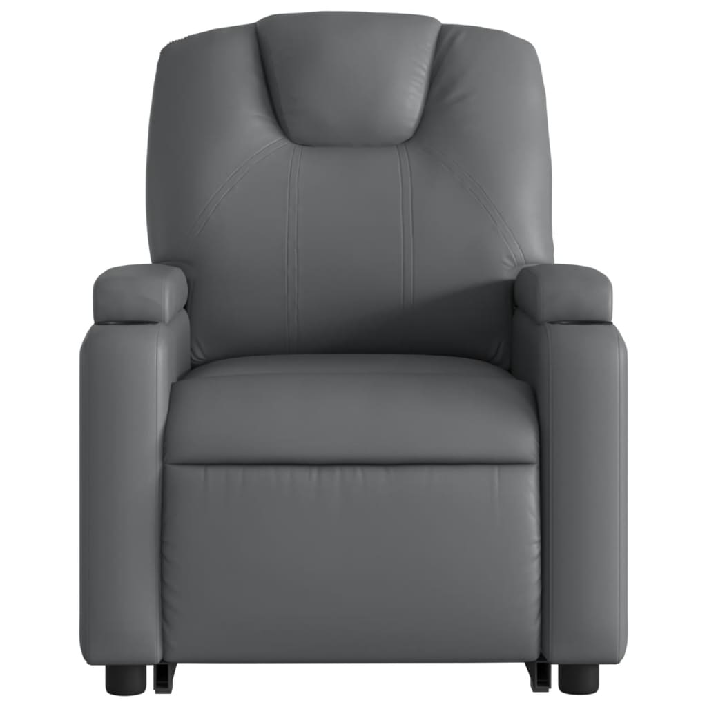 vidaXL Sillón reclinable elevable cuero artificial gris