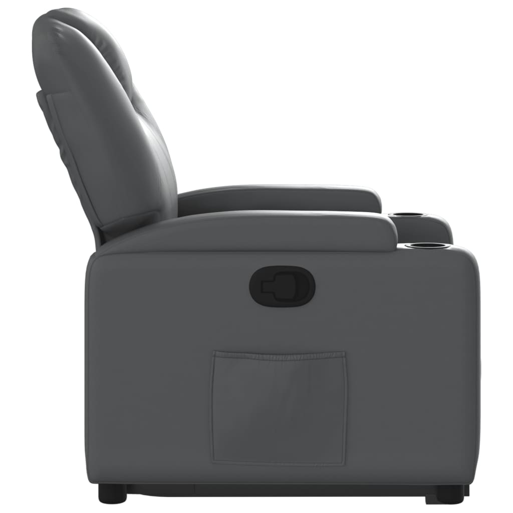 vidaXL Sillón reclinable elevable cuero artificial gris