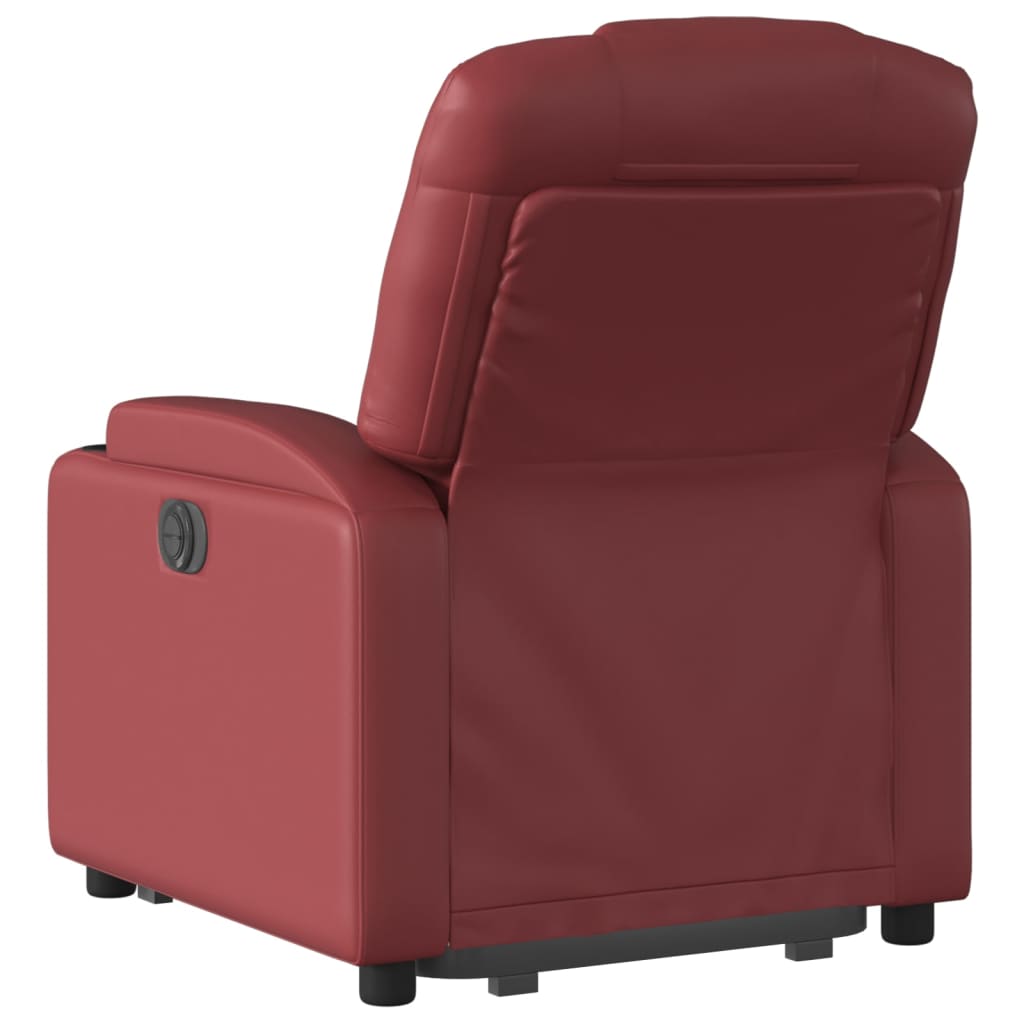 vidaXL Sillón reclinable elevable cuero artificial rojo tinto