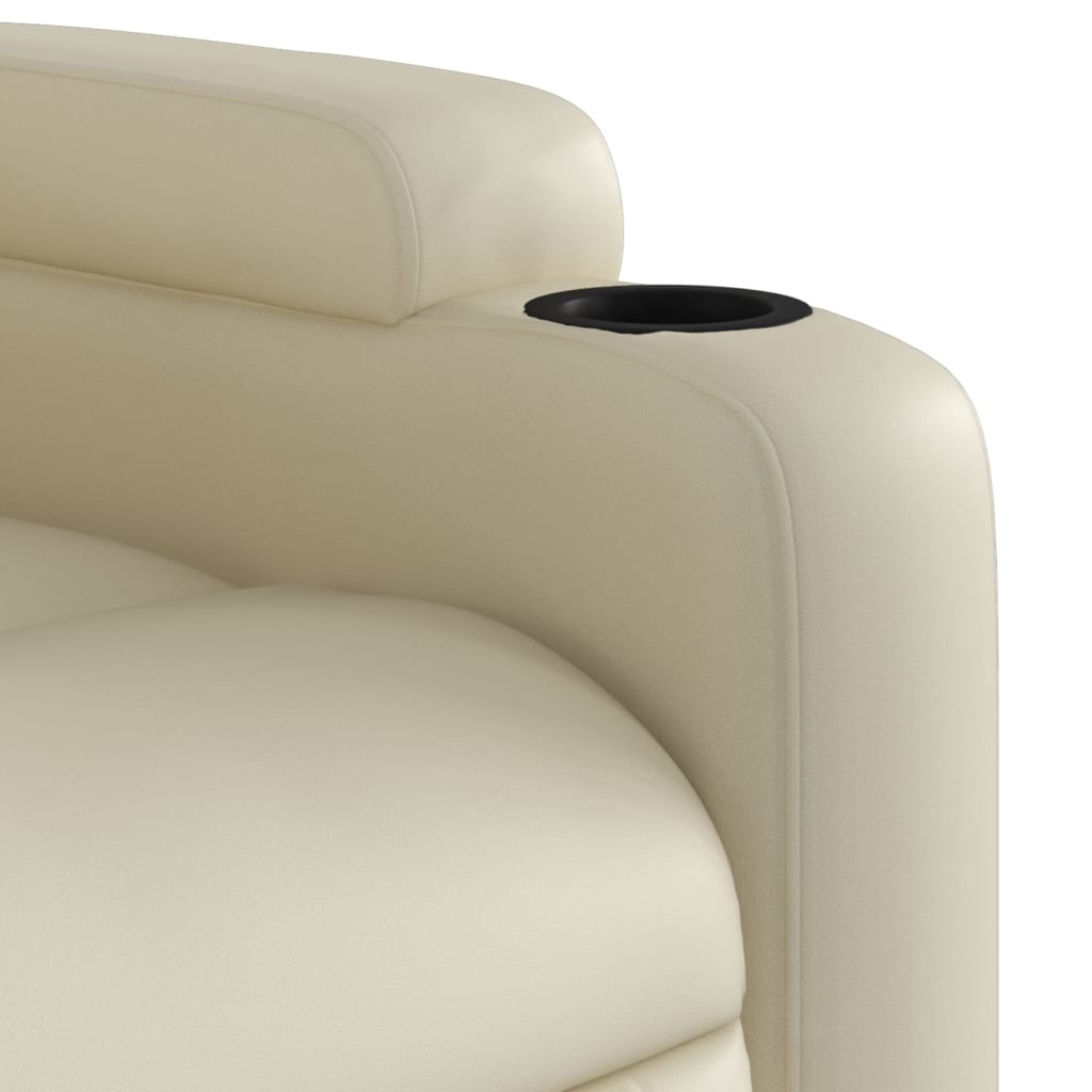 vidaXL Sillón reclinable de masaje de pie cuero artificial color crema