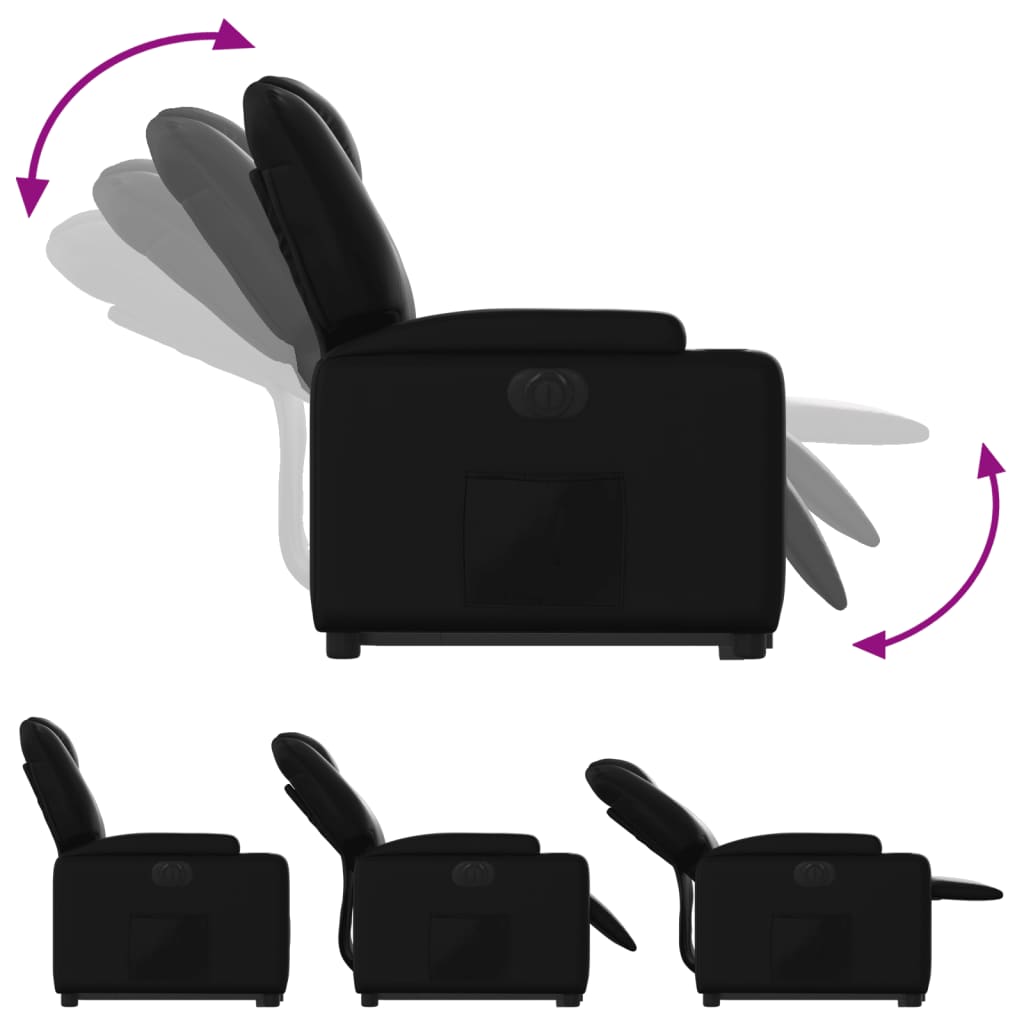 vidaXL Sillón reclinable y elevable eléctrico cuero sintético negro