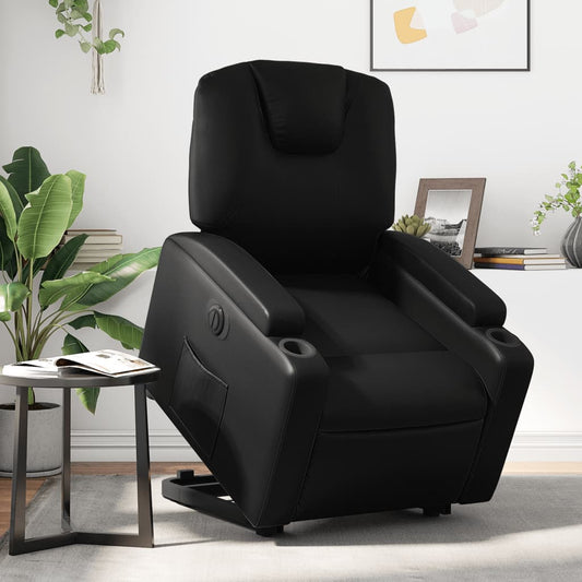 vidaXL Sillón reclinable y elevable eléctrico cuero sintético negro