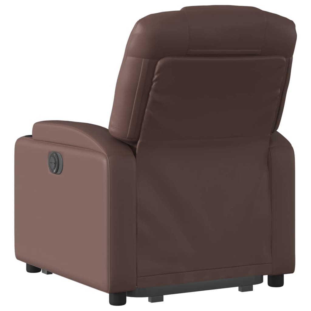 vidaXL Sillón reclinable elevable eléctrico de cuero sintético marrón