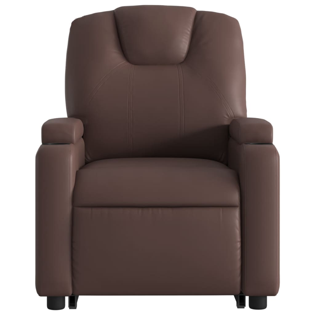 vidaXL Sillón reclinable elevable eléctrico de cuero sintético marrón