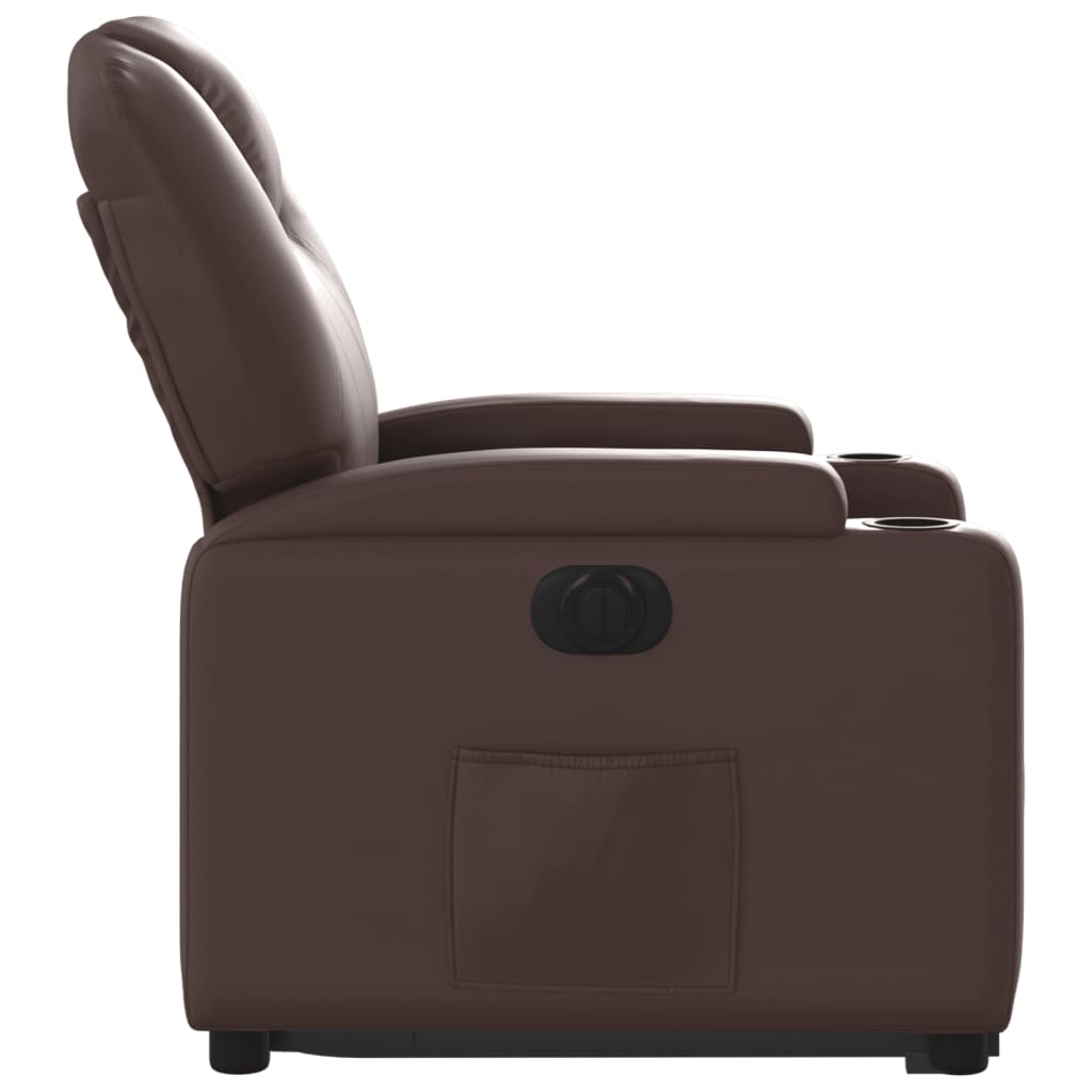 vidaXL Sillón reclinable elevable eléctrico de cuero sintético marrón