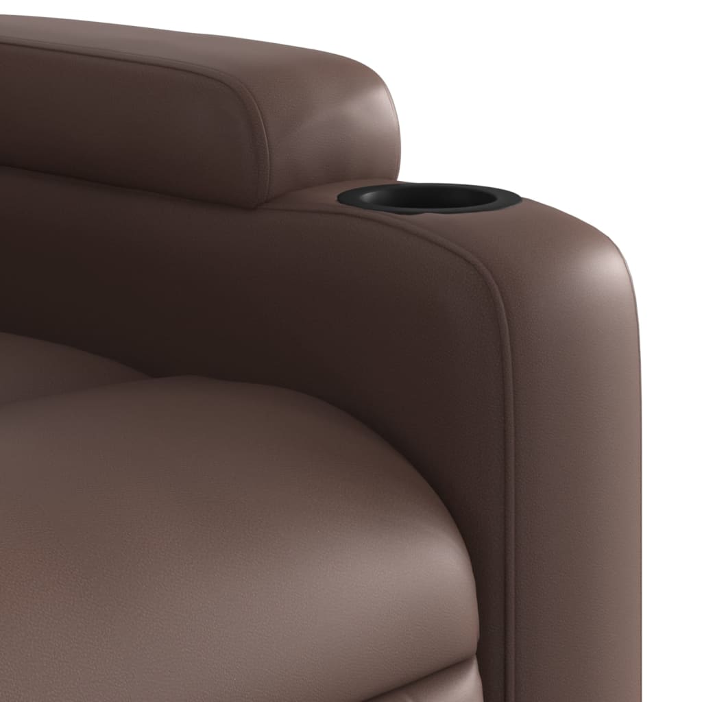 vidaXL Sillón reclinable elevable eléctrico de cuero sintético marrón