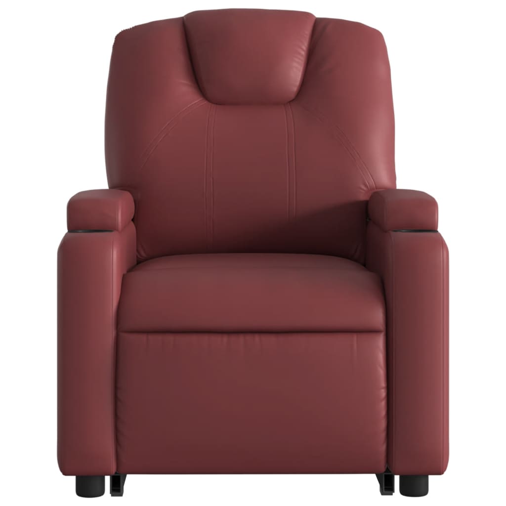 vidaXL Sillón elevable eléctrico cuero artificial rojo tinto