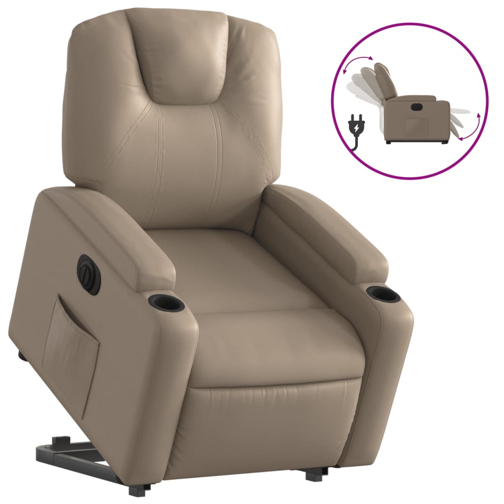 vidaXL Sillón elevable eléctrico cuero artificial capuchino