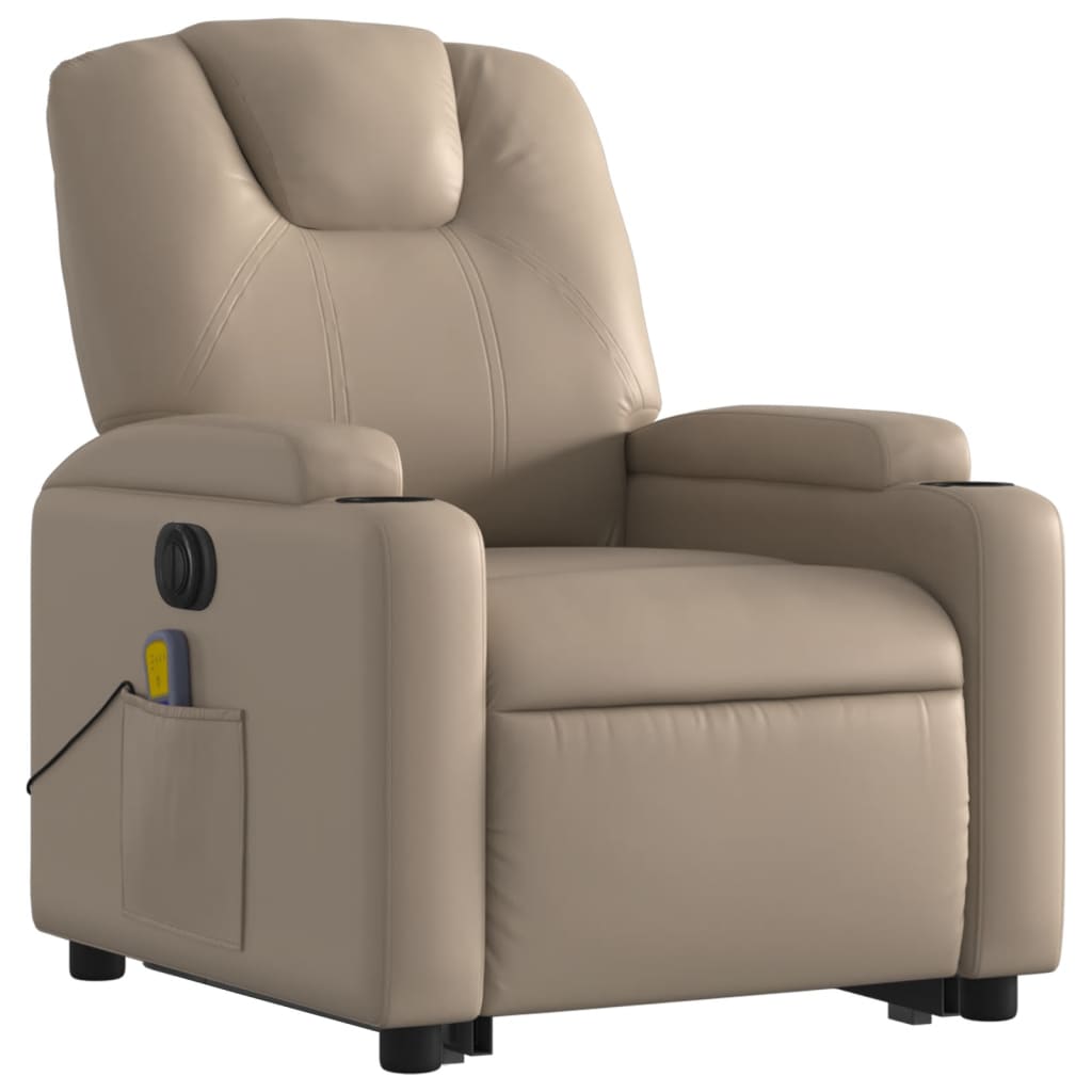 vidaXL Sillón reclinable de masaje eléctrico cuero sintético capuchino