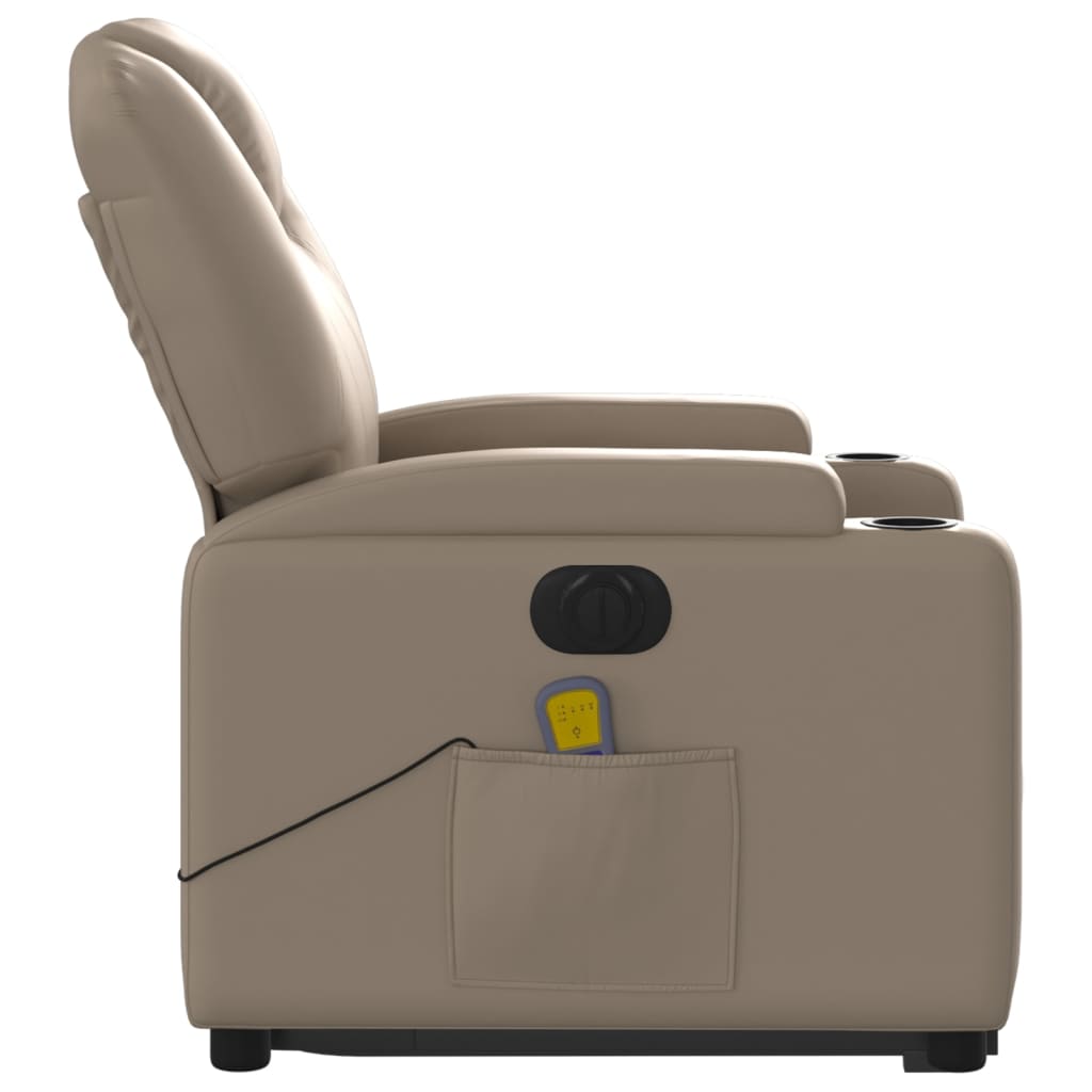 vidaXL Sillón reclinable de masaje eléctrico cuero sintético capuchino