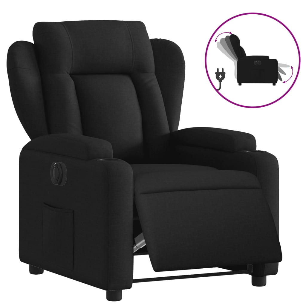 vidaXL Sillón reclinable eléctrico de tela negro